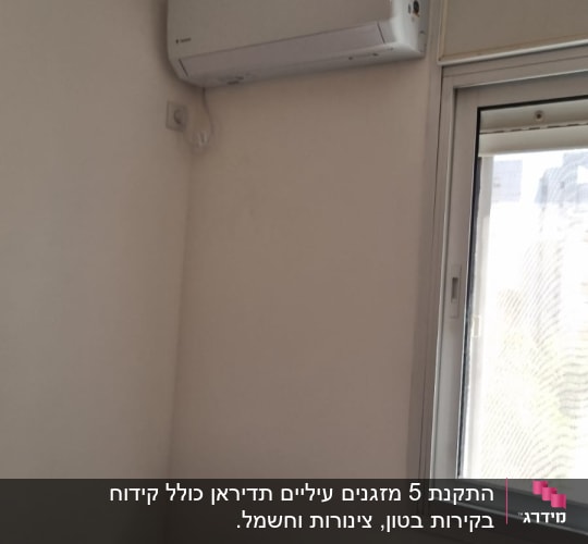 מזגן מותקן על קיר ליד חלון